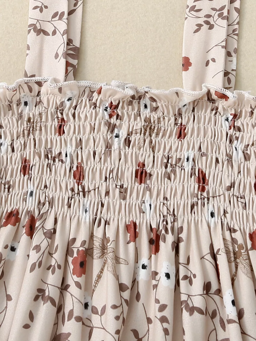 Children's Floral Print Smocked Jumpsuit, image 2