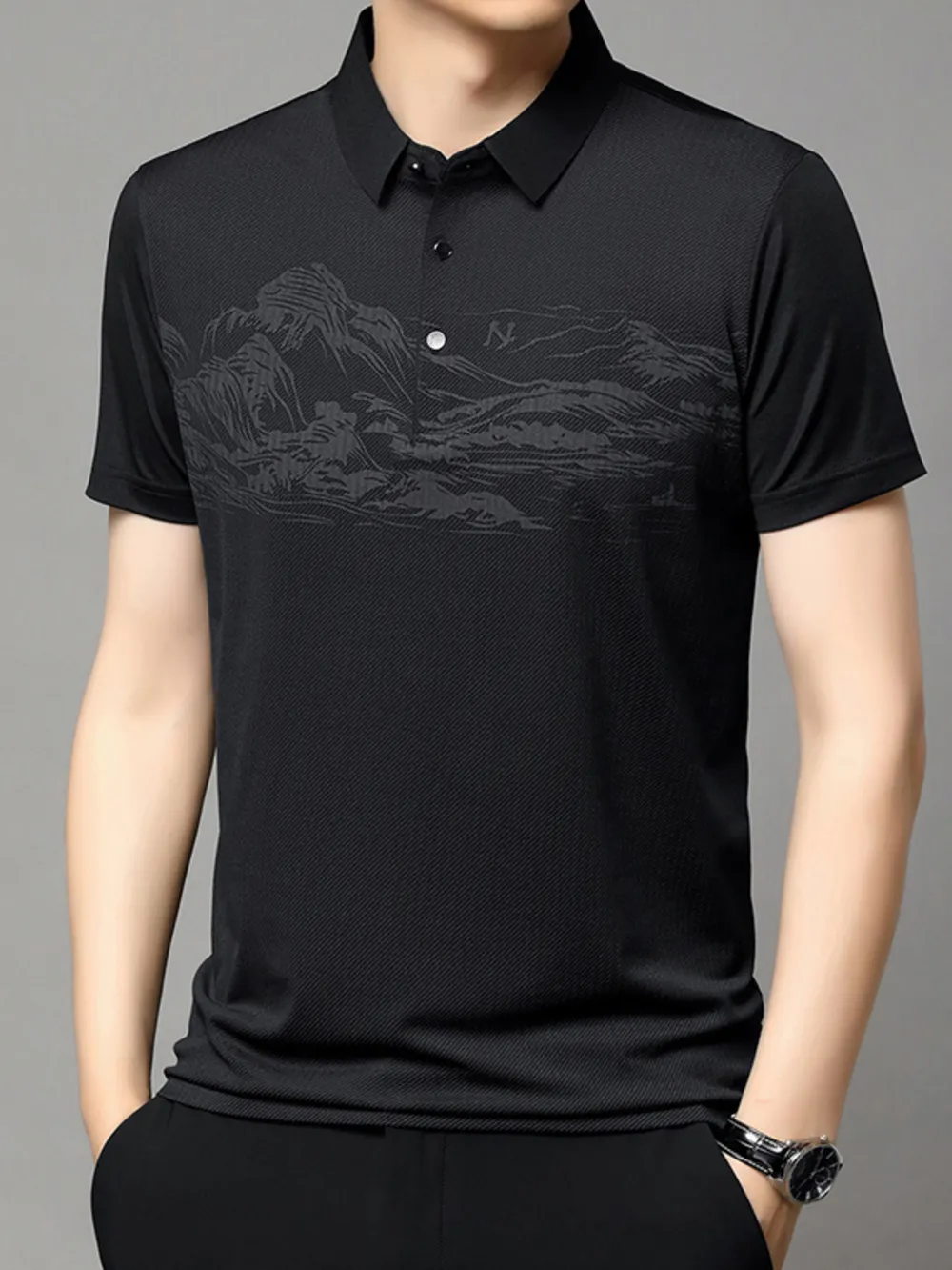 Men's Plus Size Button Detail Short Sleeve Polo