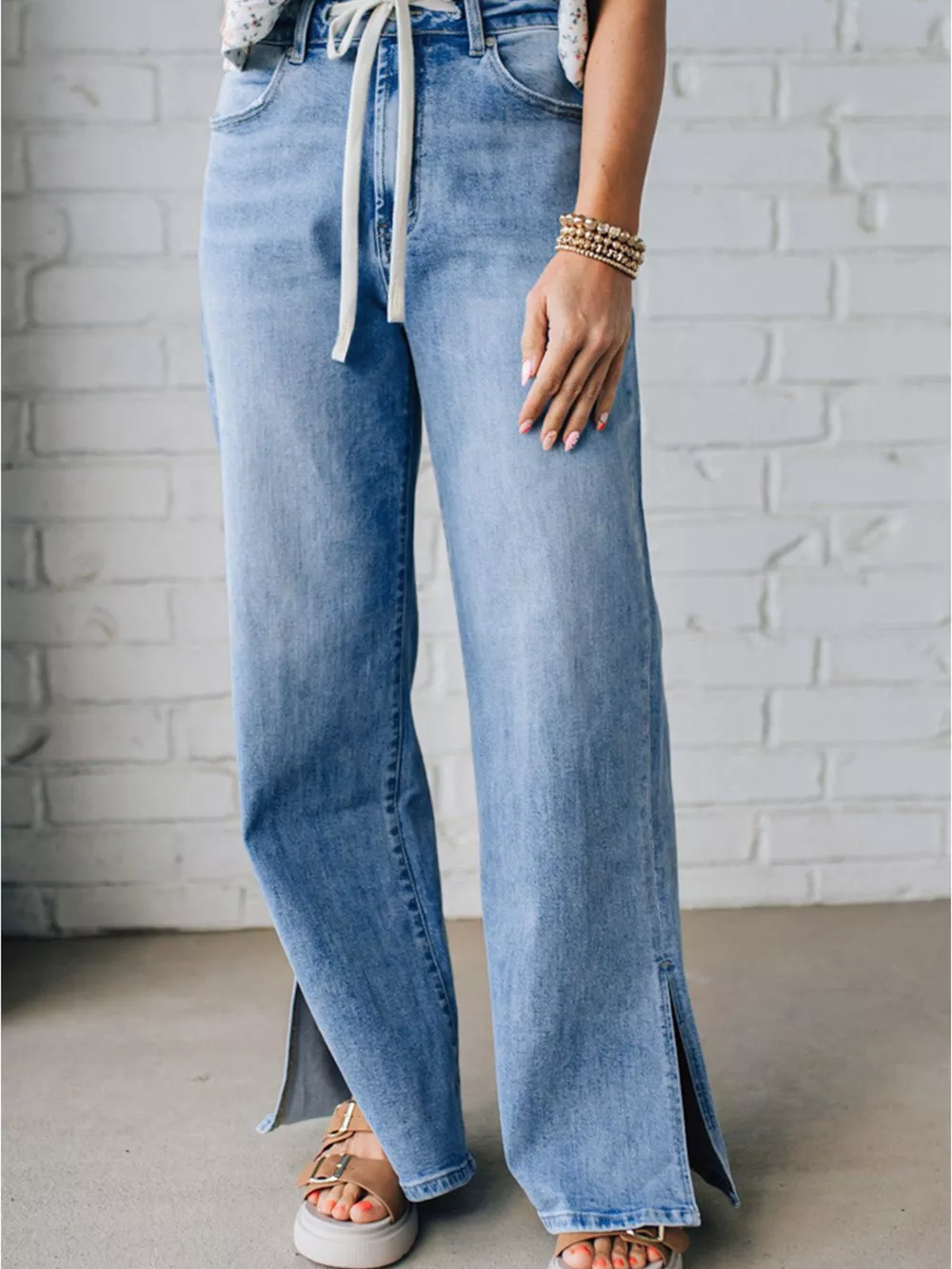 Slit Wide Leg Jeans