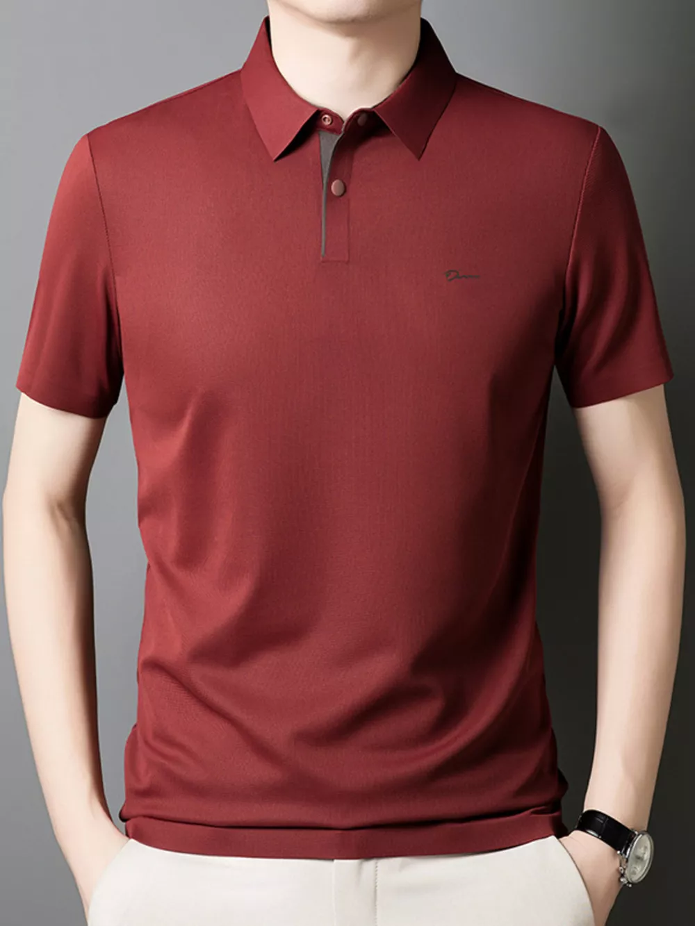 Men's Plus Size Button Detail Short Sleeve Polo, image 7