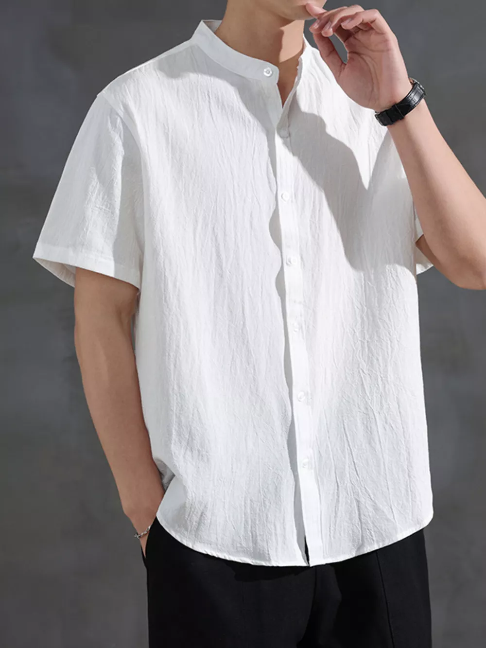 Men's Plus Size Casual Linen Short Sleeve Shirt, image 3