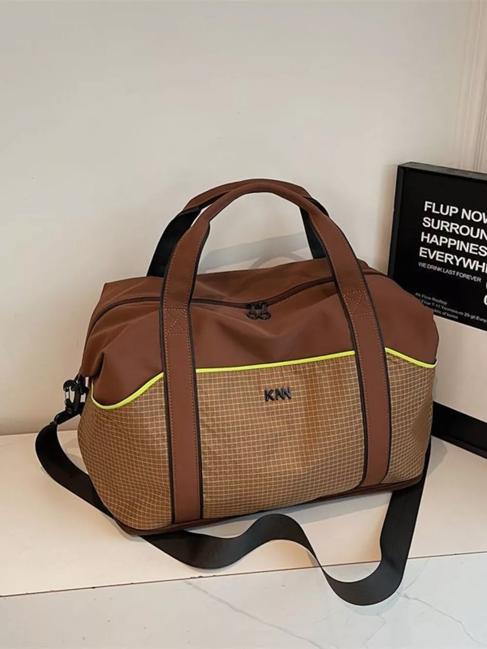 Grid Pattern Duffel Bag, image 6