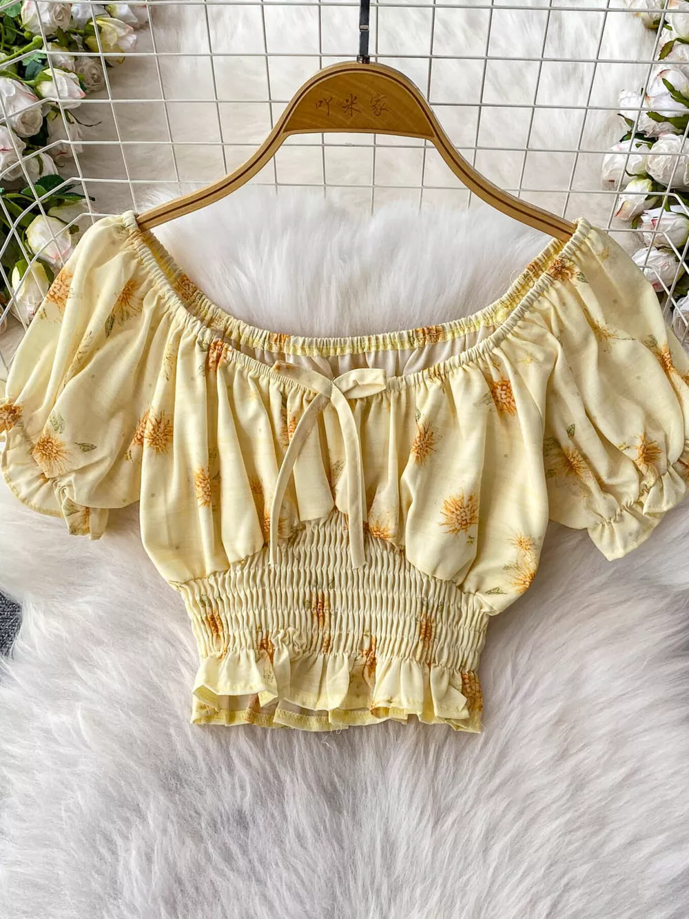 Smocked Floral Top and Skirt Set, image 2