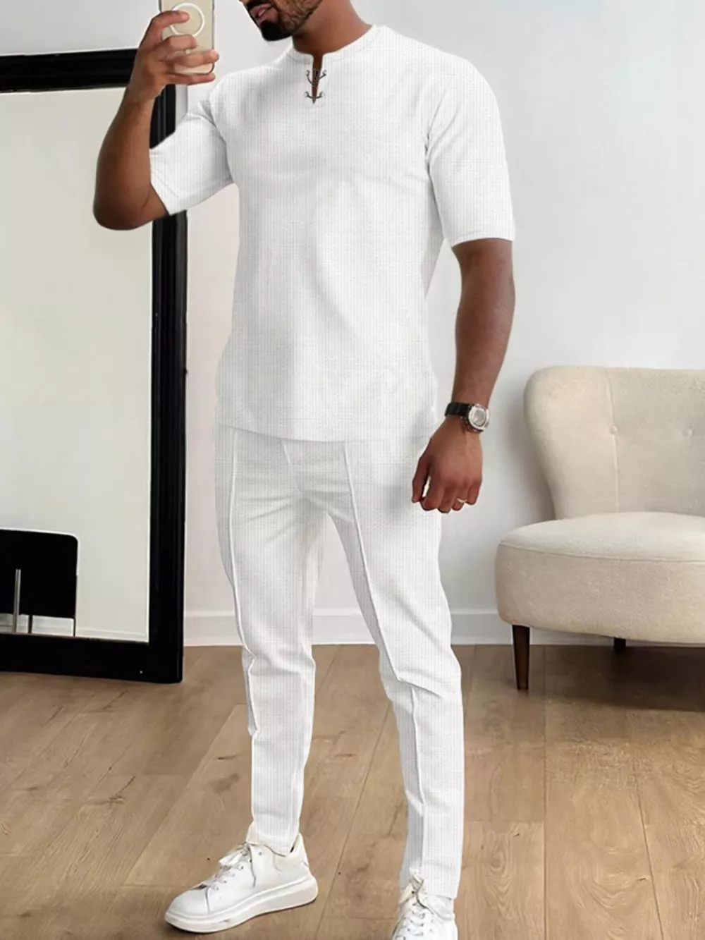 Men's Full Size Casual Short-Sleeve Top and Pants Set Plus Size, image 2