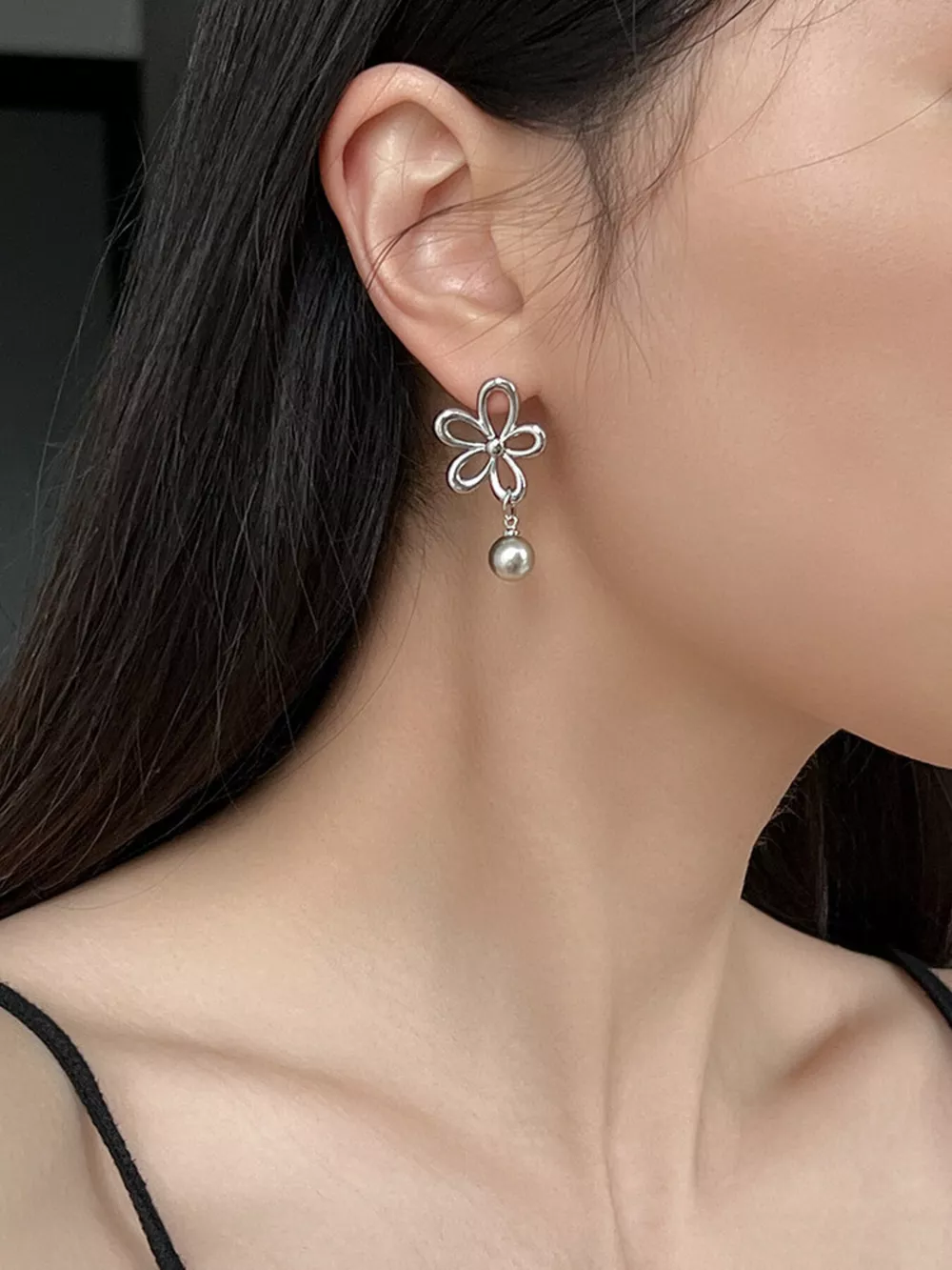 Flower Pearl Drop Earrings, image 2