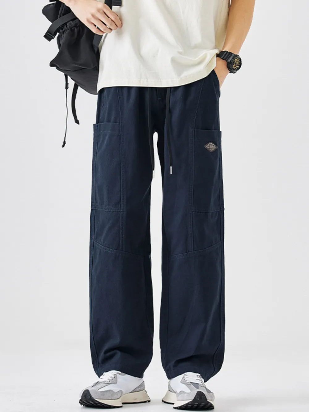 Men's Plus Size Casual Wide-Leg Drawstring Pants, image 4