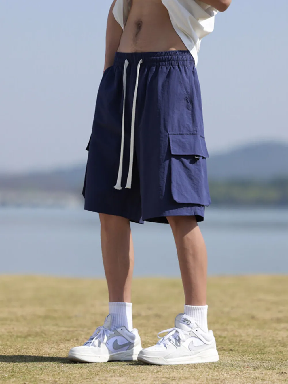 Men's Plus Size Drawstring Cargo Shorts, image 4