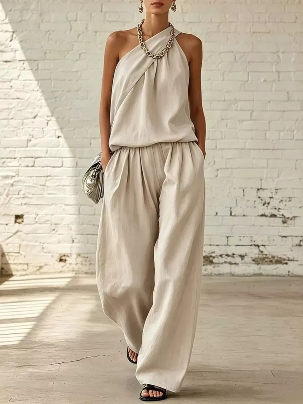 Full Size Sleeveless Top and Wide-Leg Pants Set Plus Size, image 5