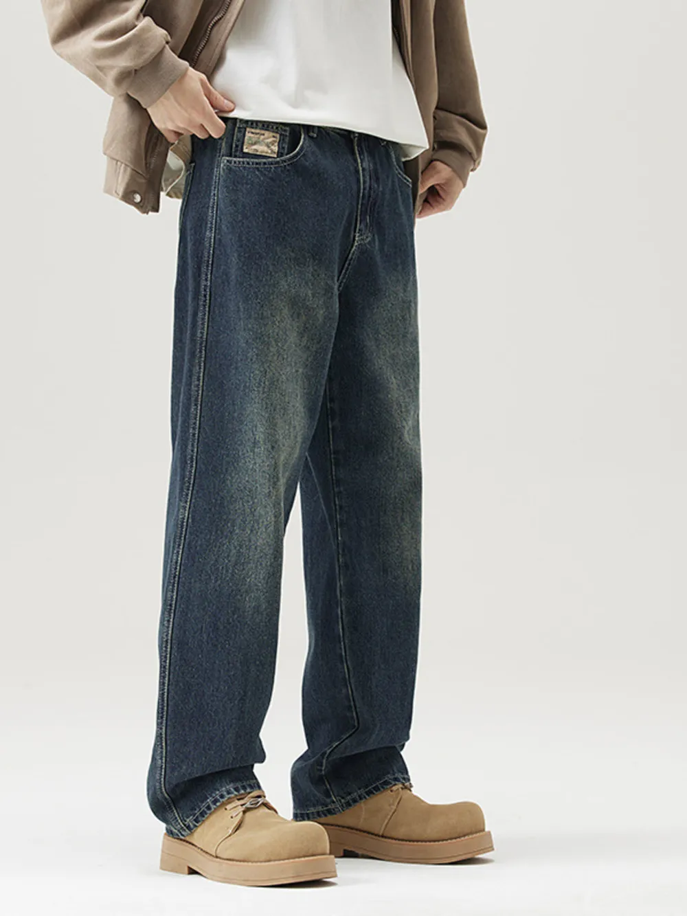 Men's Vintage Wash Relaxed Fit Jeans, image 3