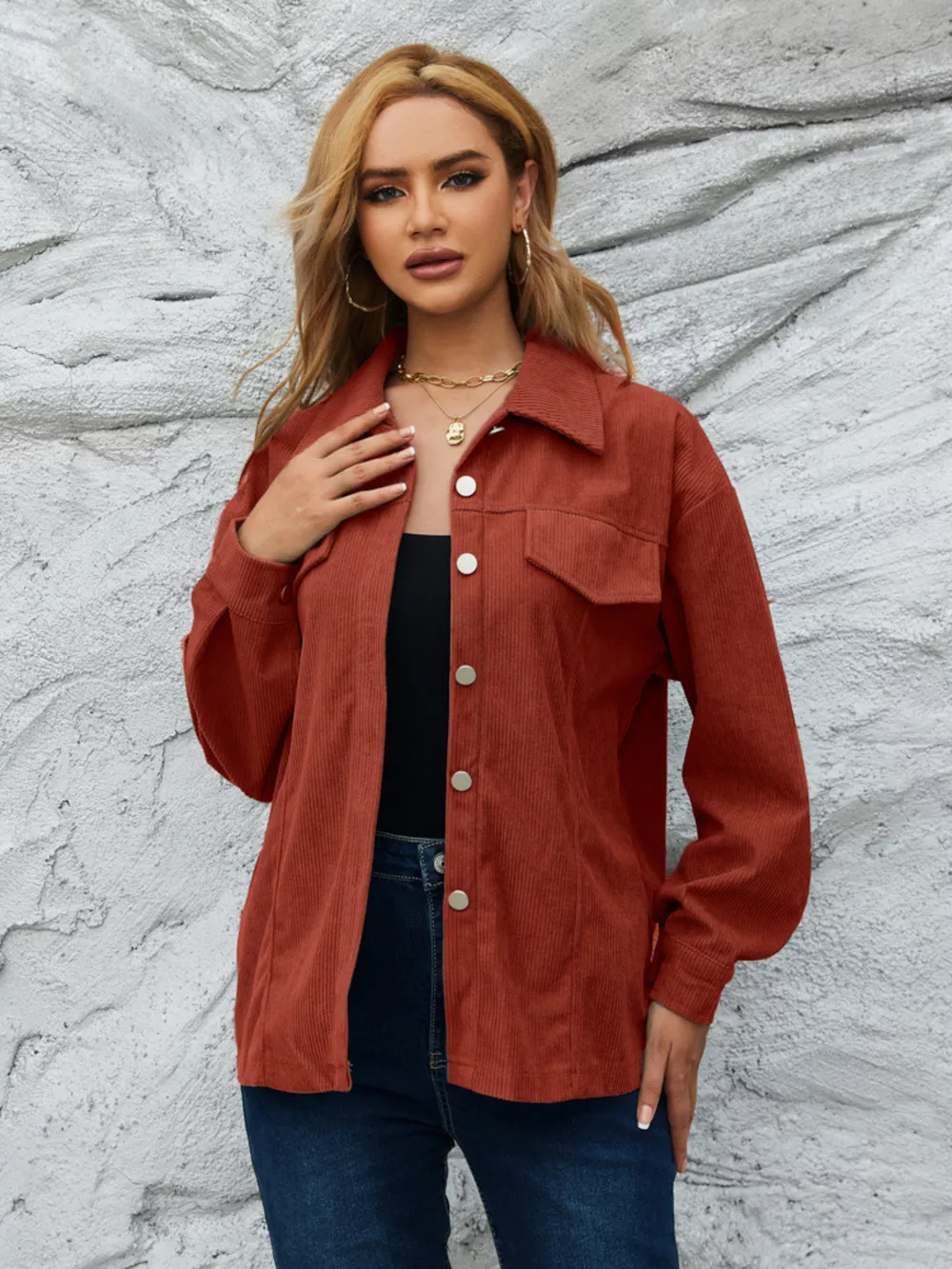Casual Corduroy Button-Down Jacket, image 3