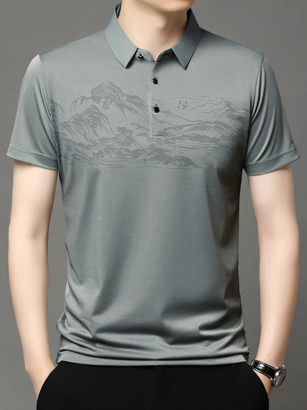 Men's Plus Size Button Detail Short Sleeve Polo, image 8