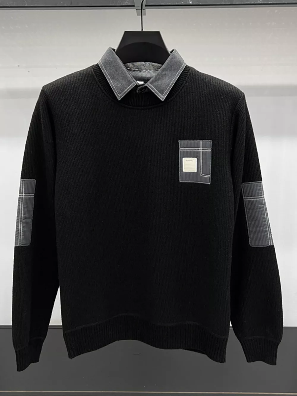 Men's Plus Size Ribbed Hem Long Sleeve Sweater