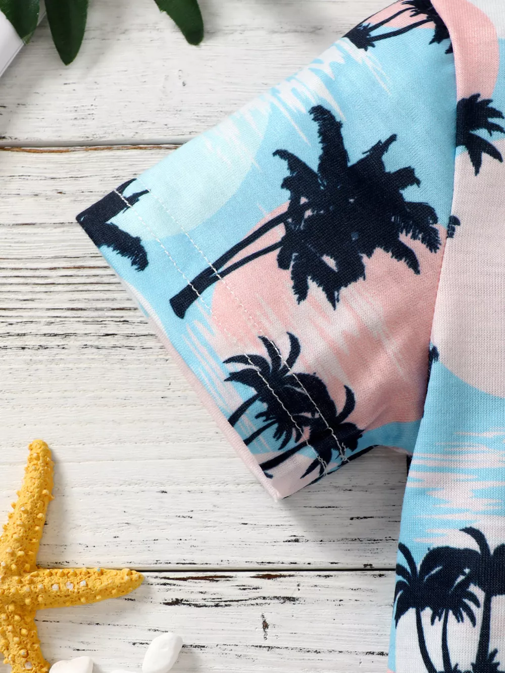 Children's Tropical Palm Print Tee and Shorts Outfit Set, image 4