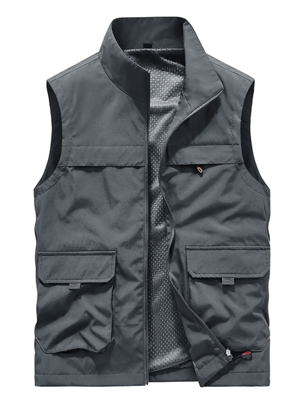 Men's Plus Size Multi-Pocket Zip Up Vest, image 2