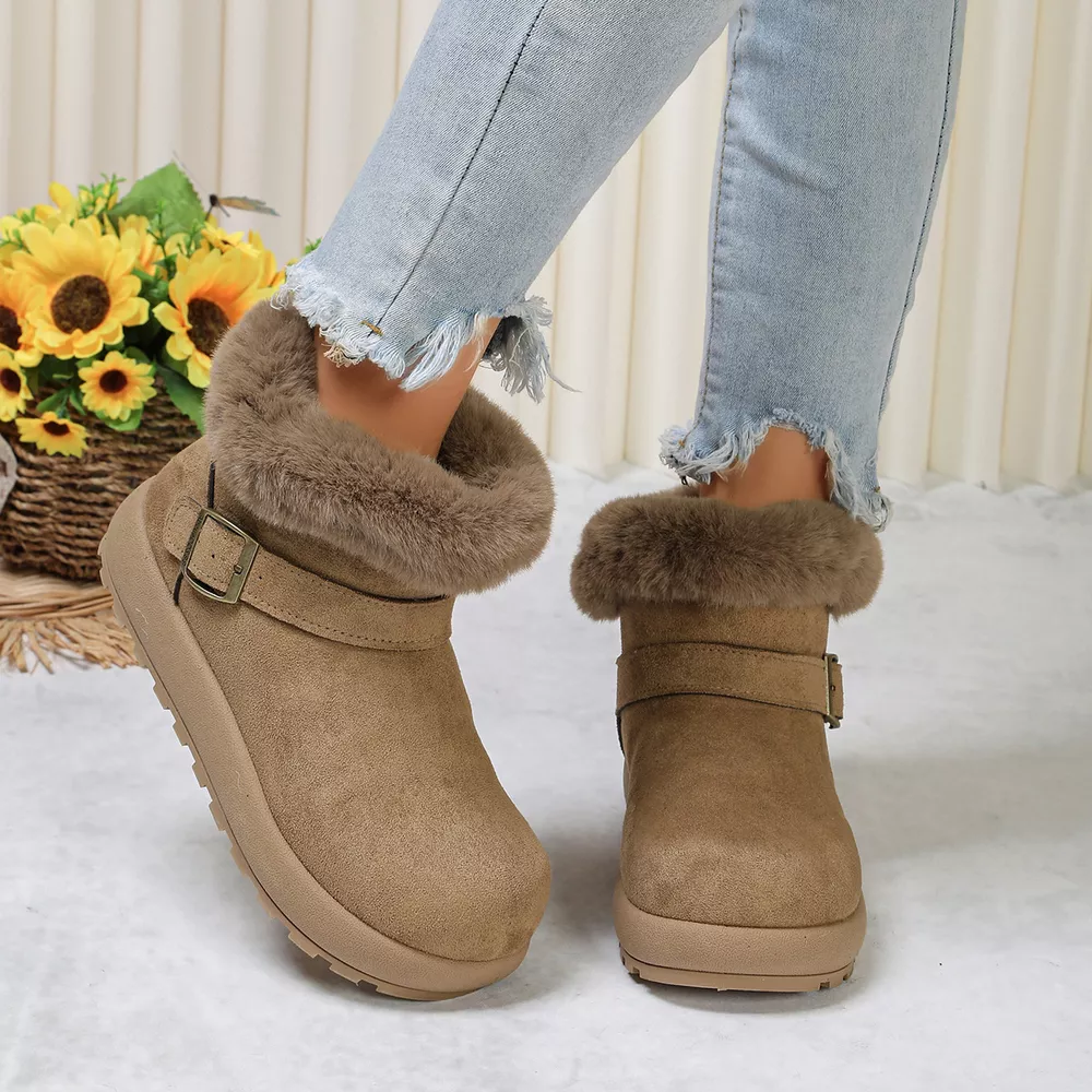 Round Toe Fuzzy Boots, image 3