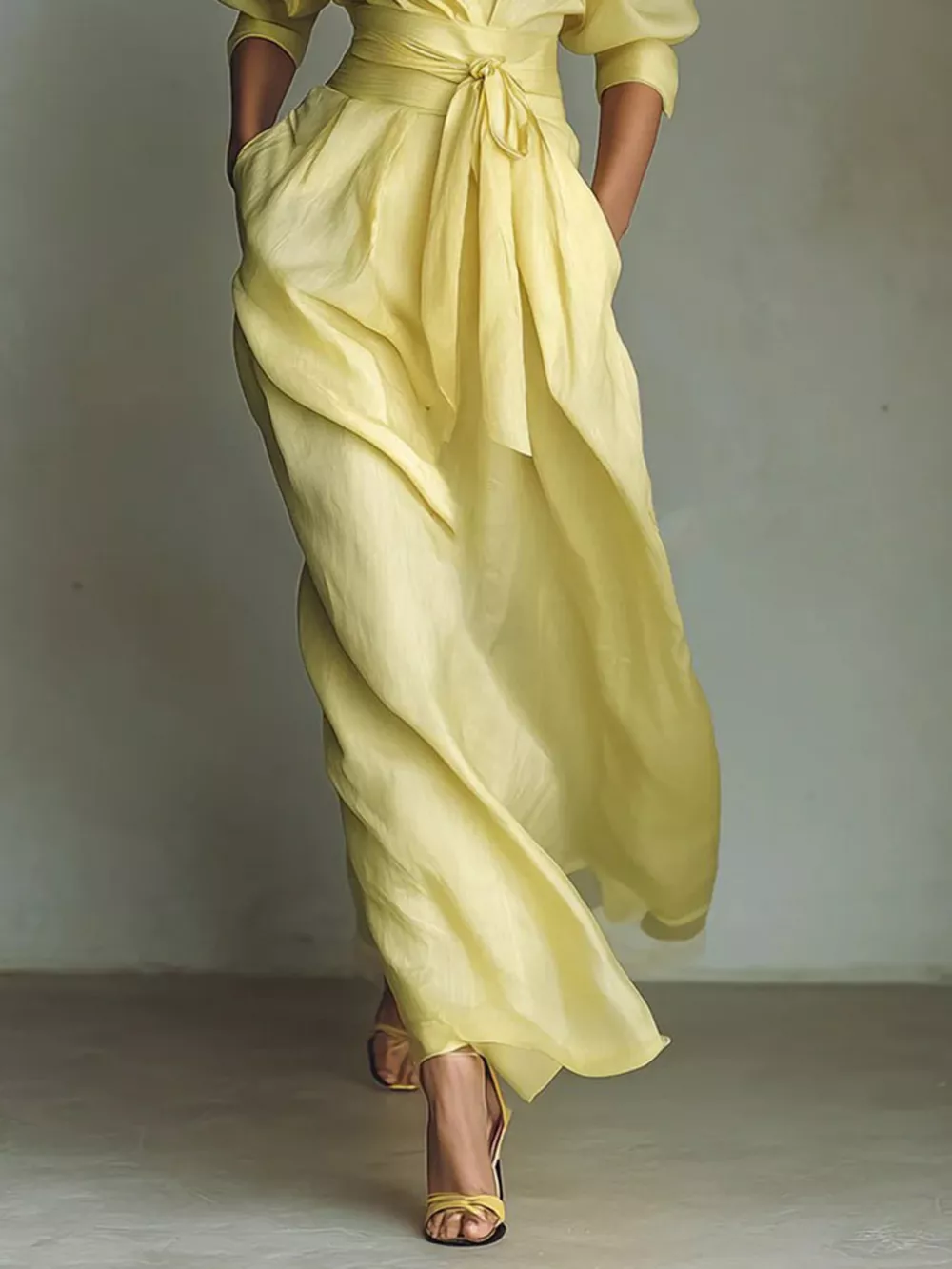 Shirt Maxi Dress with Waist-Defining Sash, image 4
