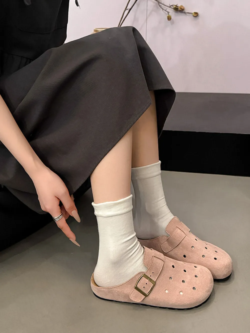 Hollow Out Buckle Strap Slip-Ons, image 8