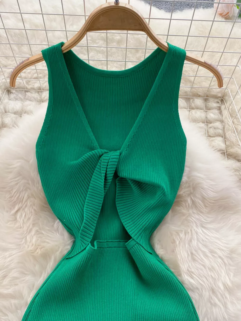 Knot Back Sleeveless Knit Bodycon Midi Dres, image 21