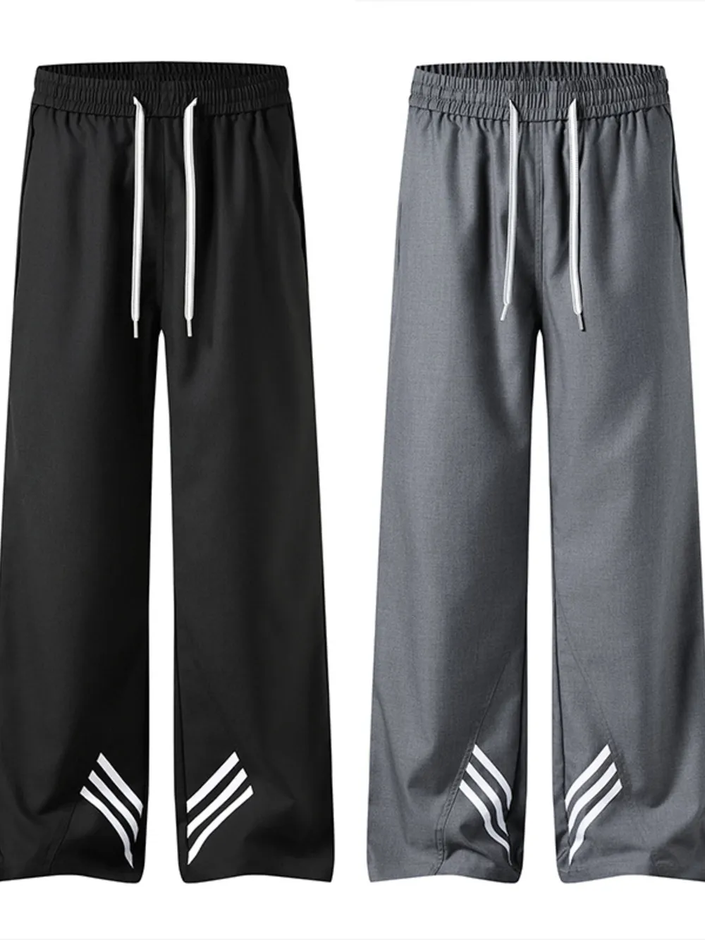 Men's Full Size Wide Leg Striped Casual Pants Plus Size, image 7