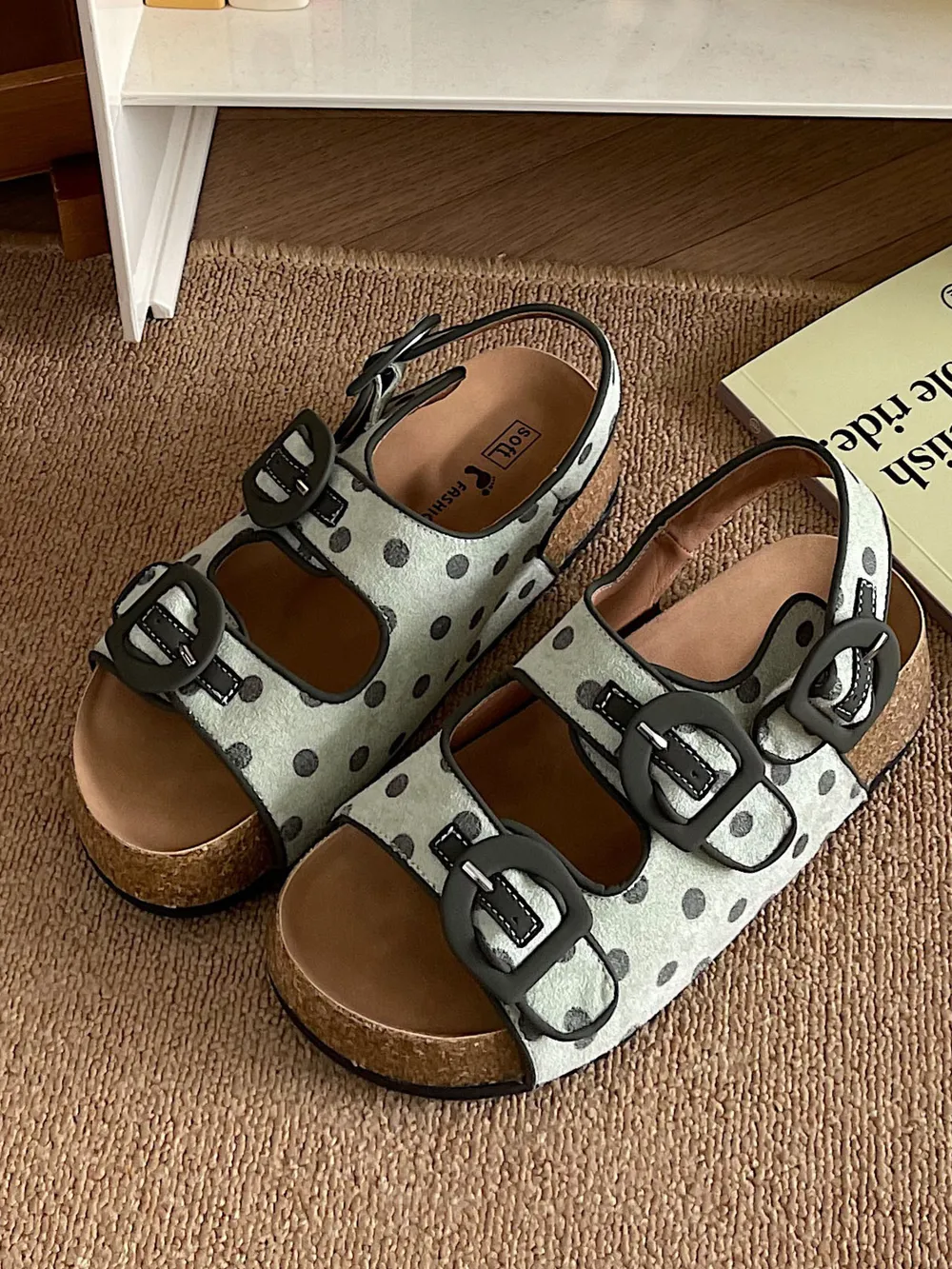 Polka Dot Double Buckle Platform Sandals