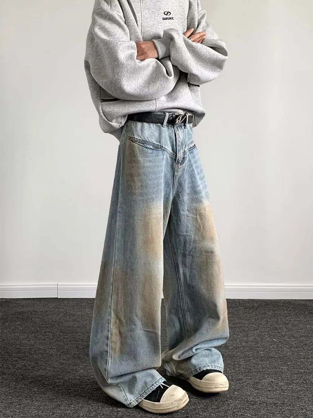Men's Full Size Wash Wide Leg Jeans Plus Size, image 3