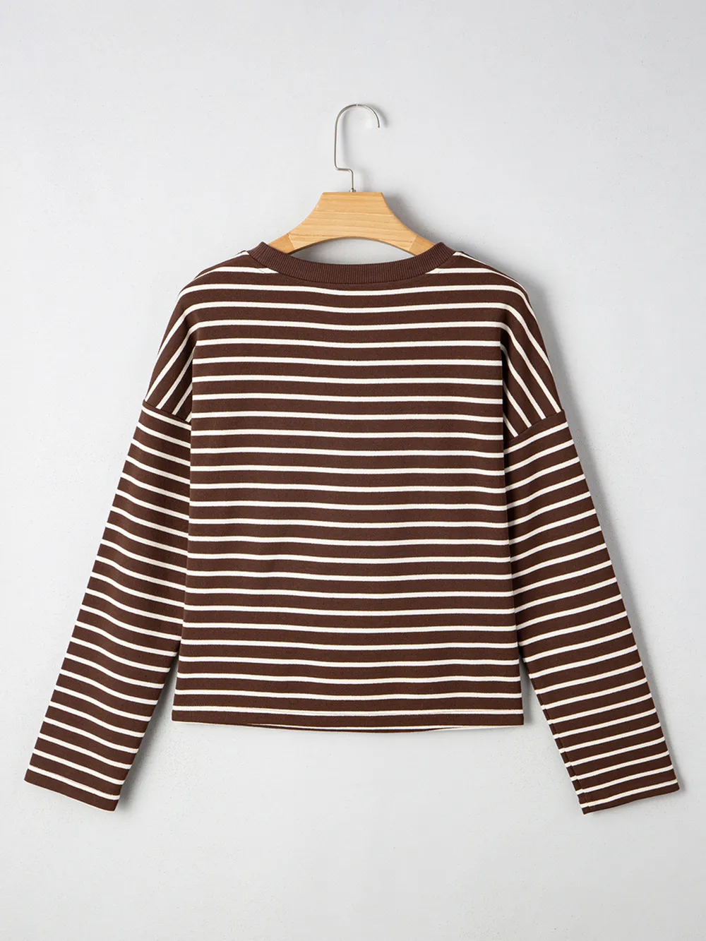 Stripe Cropped Crew Neck Long Sleeve T Shirt, image 5