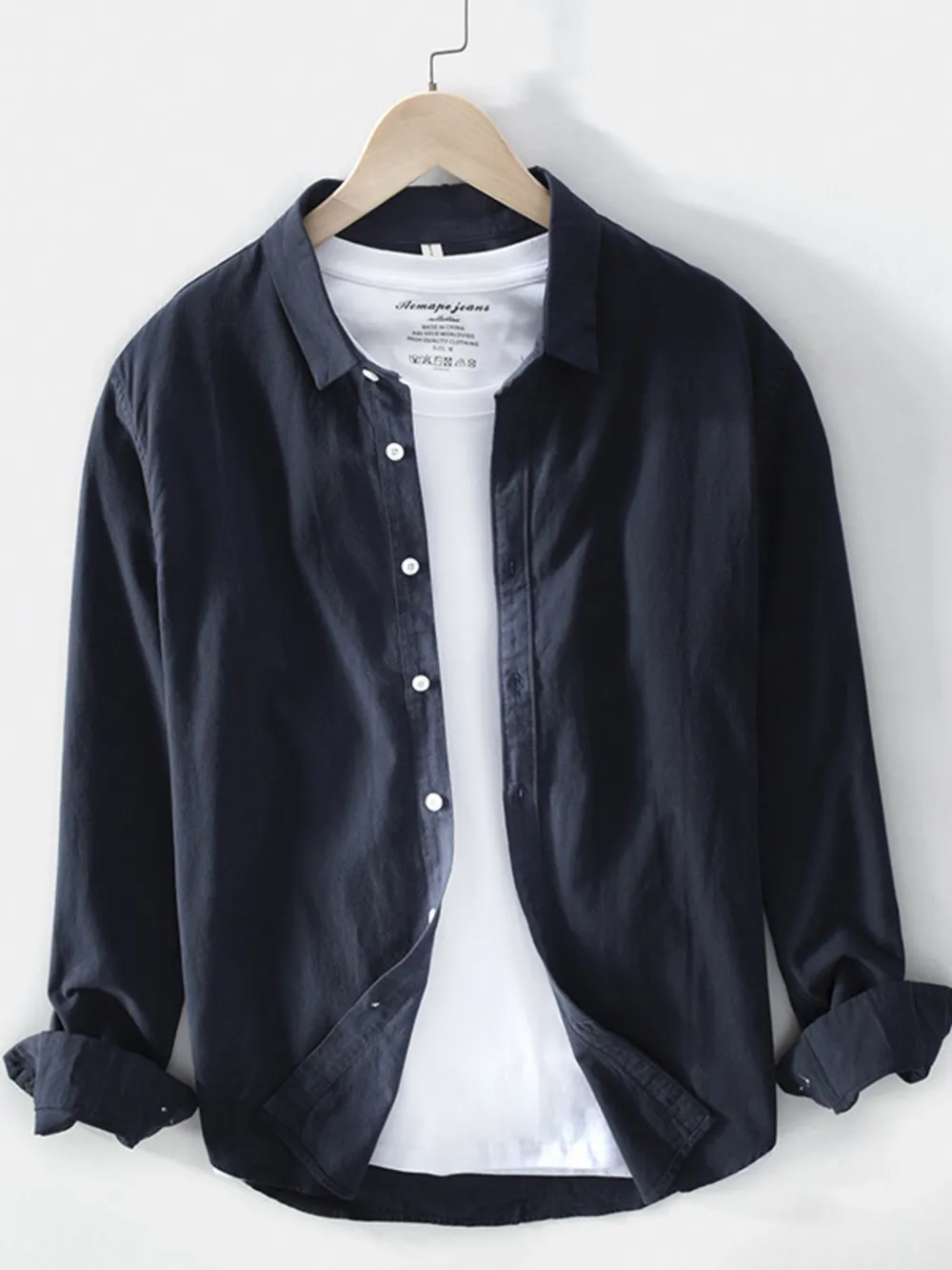 Men's Plus Size Long Sleeve Button-Up Shirt