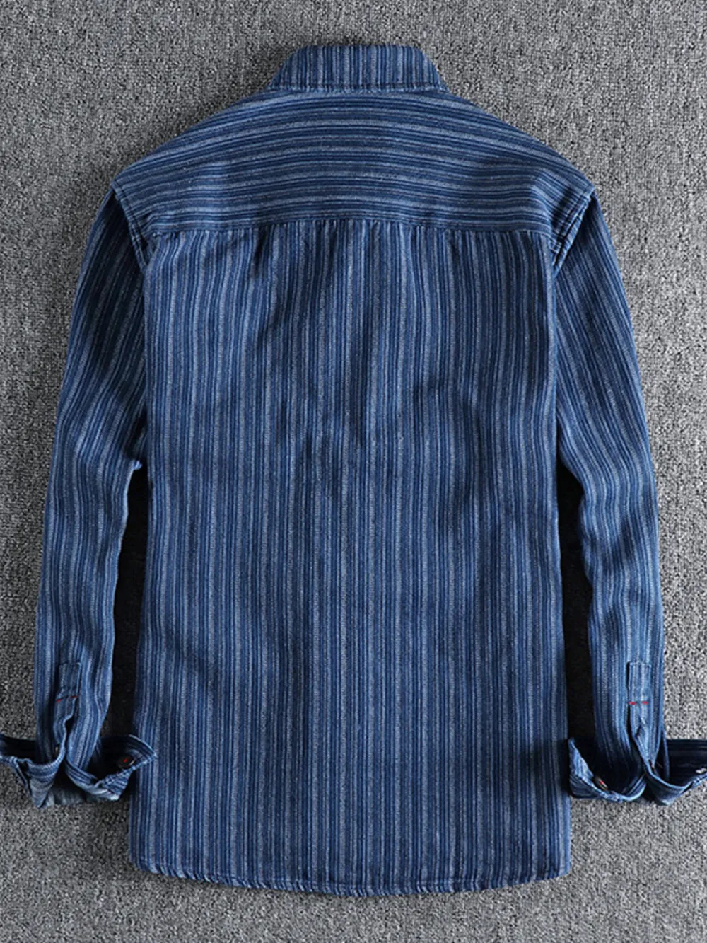 Men's Striped Button Down Denim Shirt, image 10