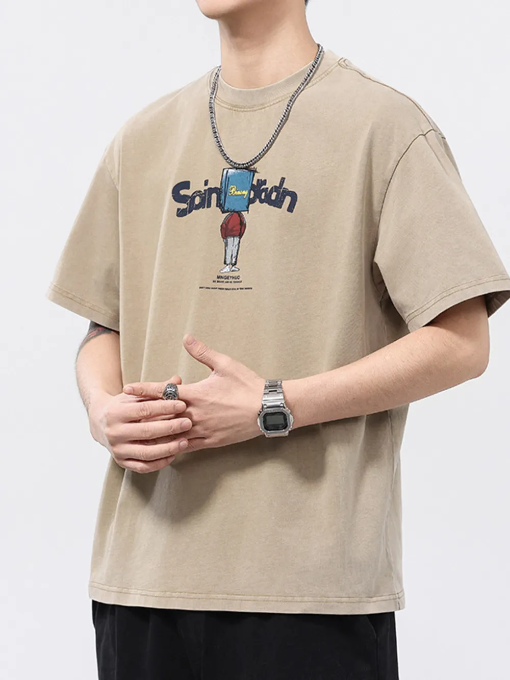 Men's Plus Size Graphic Round Neck Short Sleeve T-Shirt, image 5