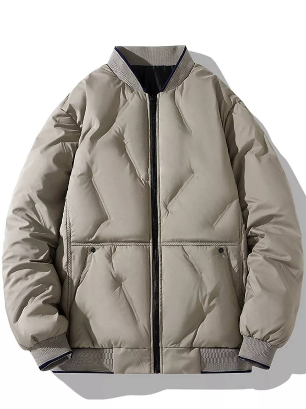 Men's Plus Size Padded Zip Up Bomber Jacket, image 3