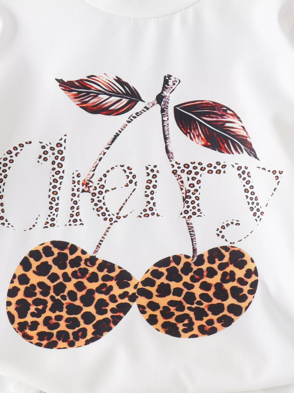 Children's Cherry Leopard Tee and Flare Pants Set, image 3