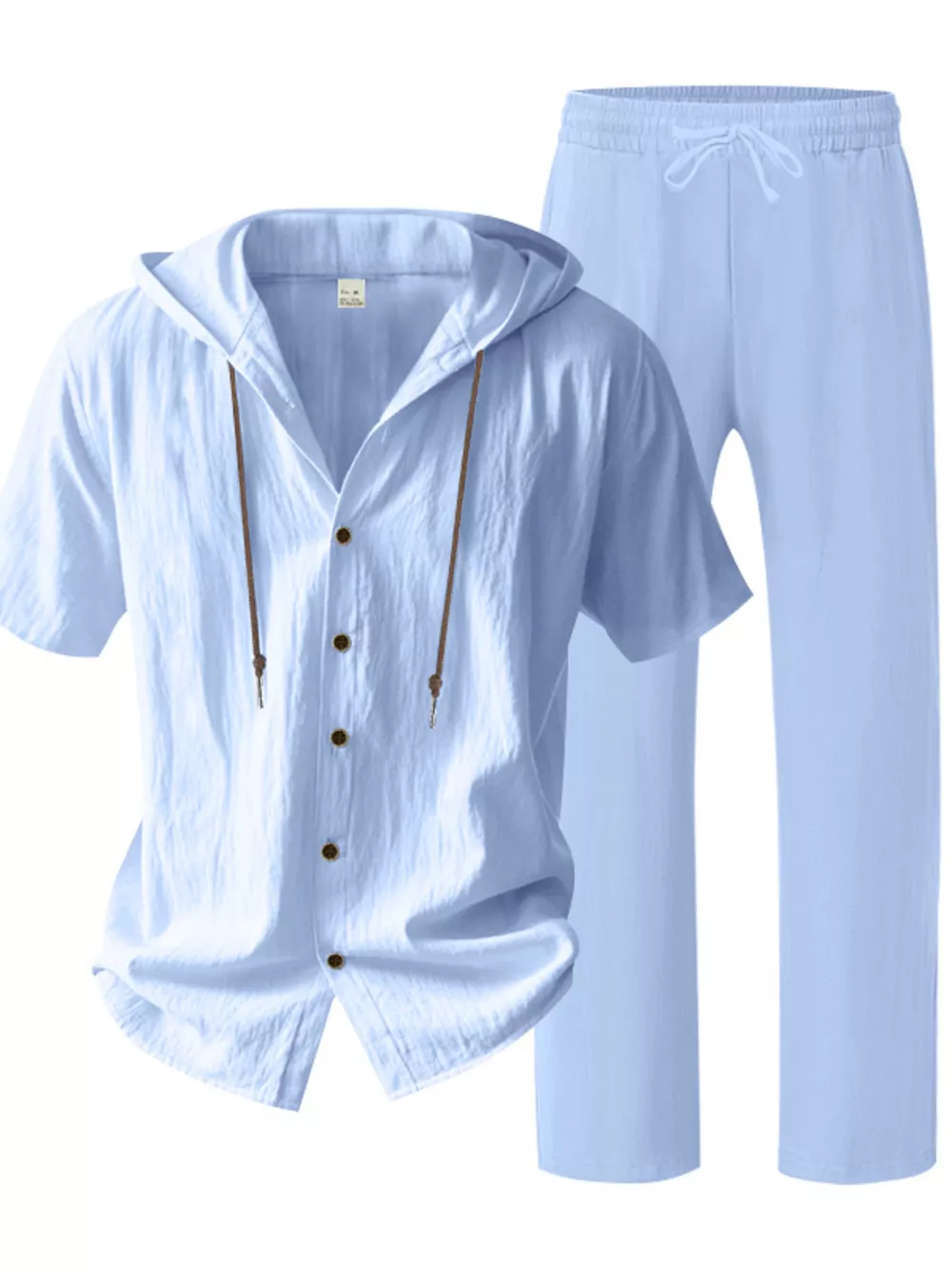Men's Full Size Button Up Hooded Top and Pants Set Plus Size, image 14