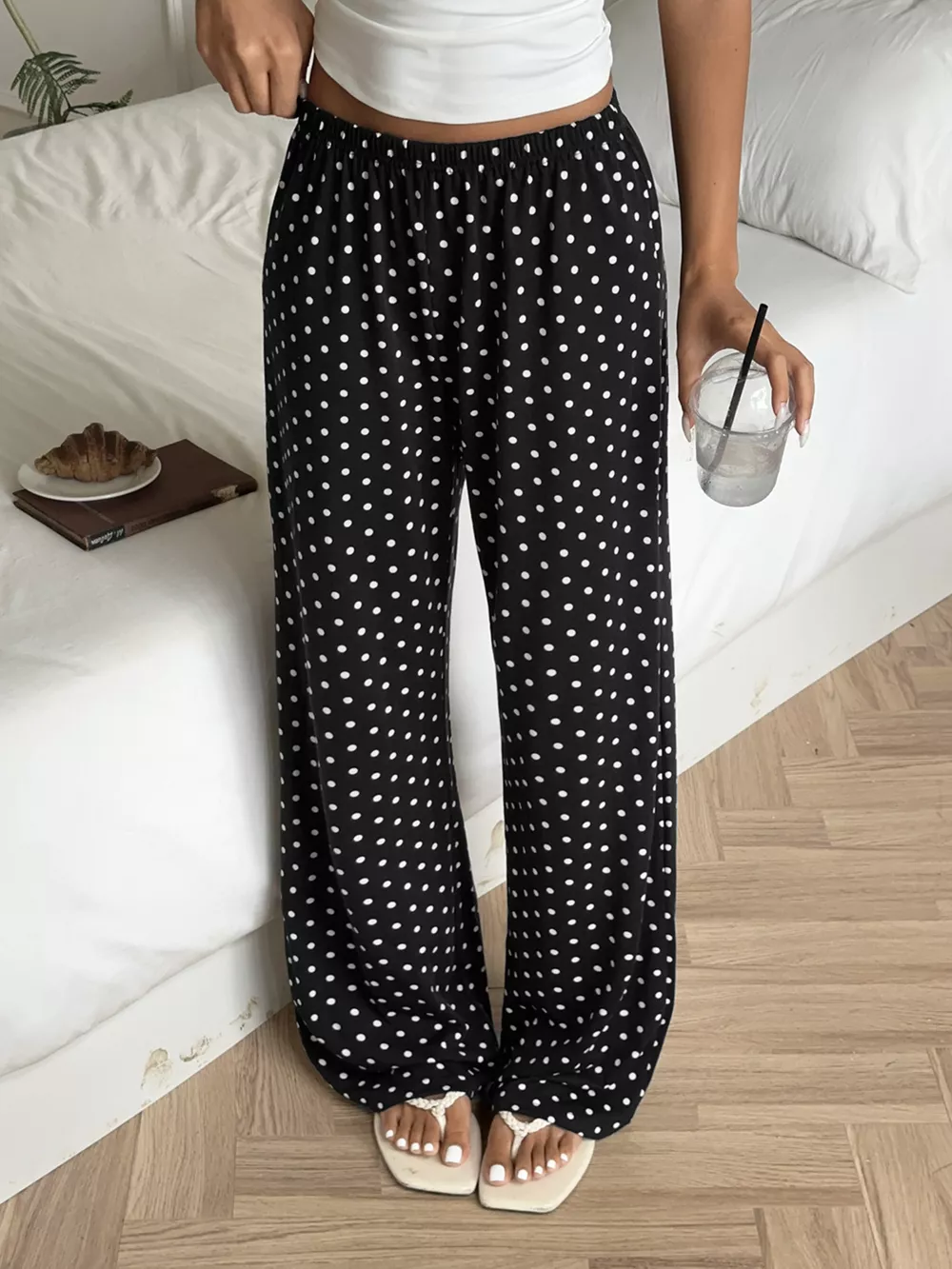 Polka Dot Wide-Leg Pants, image 2