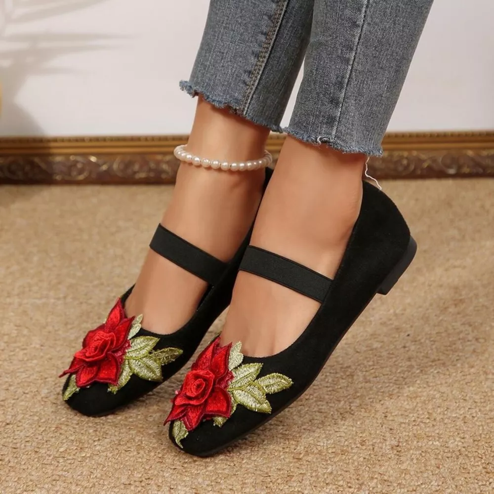 Flower Square Toe Slip-Ons, image 5