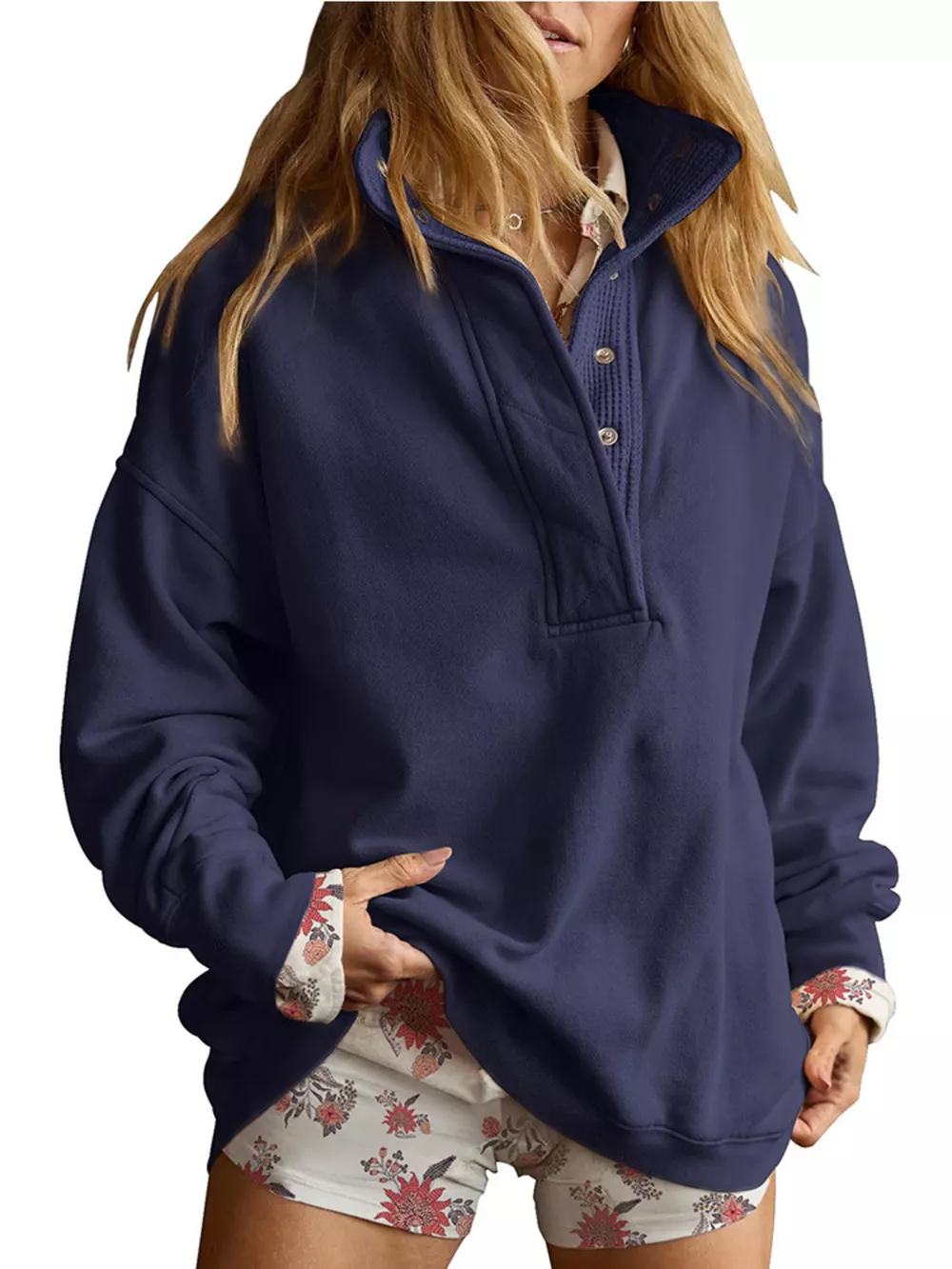 Half Snap Dropped Shoulder Sweatshirt, image 9