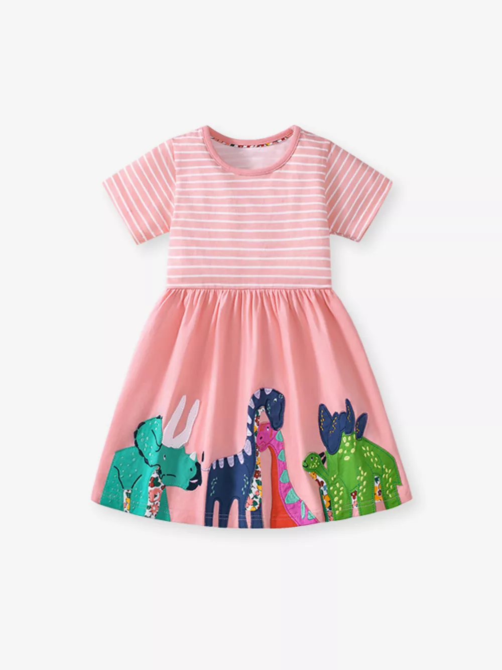 Children's Dinosaur Striped Casual Dress, image 5