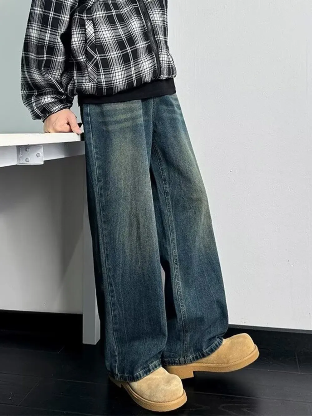 Men's Full Size Wash Wide Leg Jeans Plus Size, image 3
