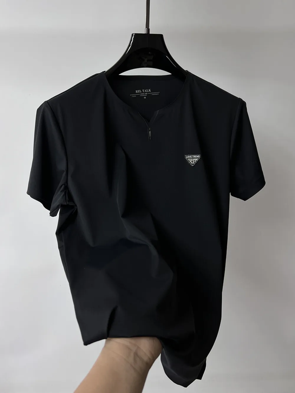 Men's Plus Size Notched Short Sleeve T-Shirt