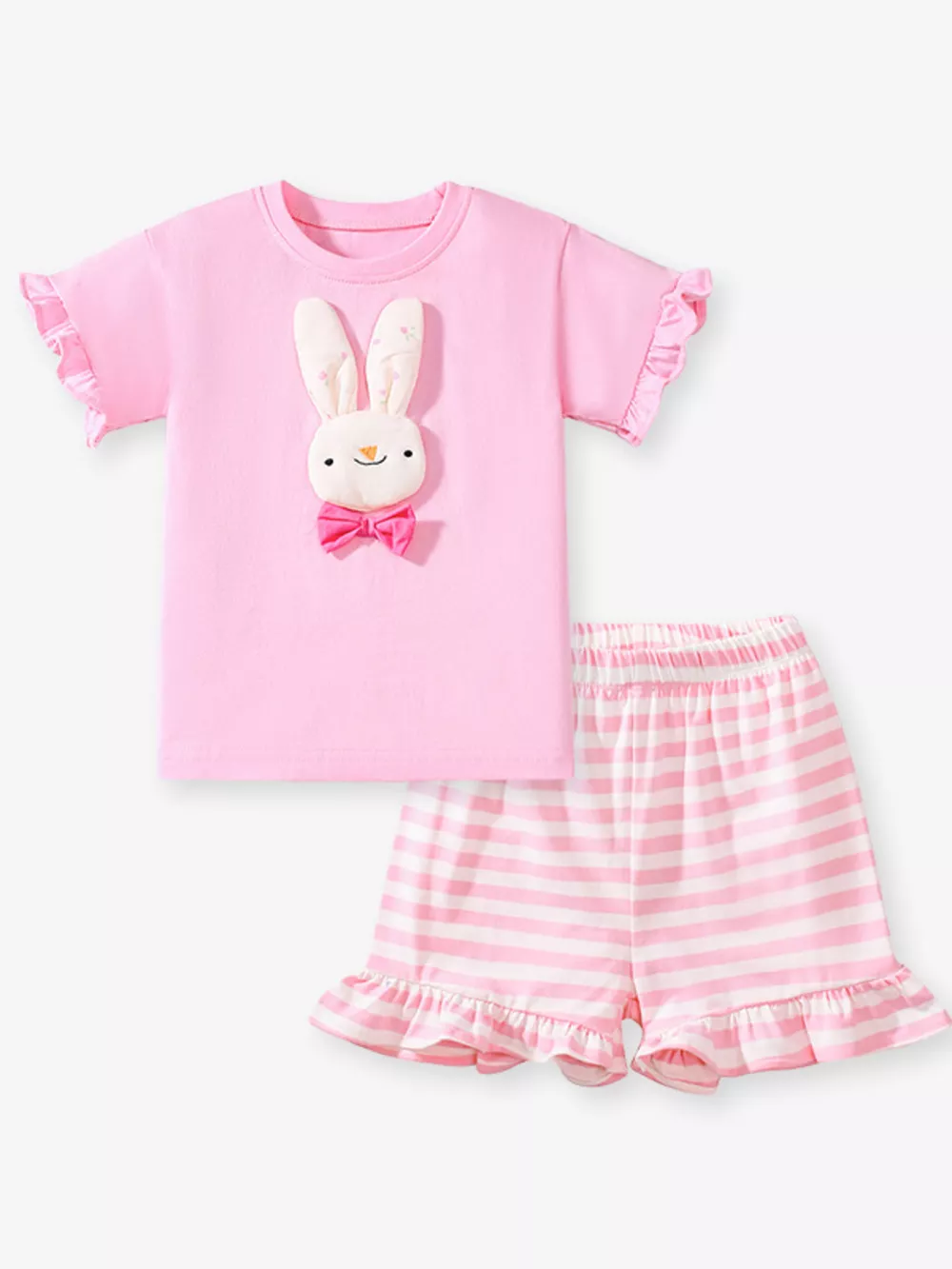 Children's Cute Bunny Applique Ruffle Trim Set, image 5