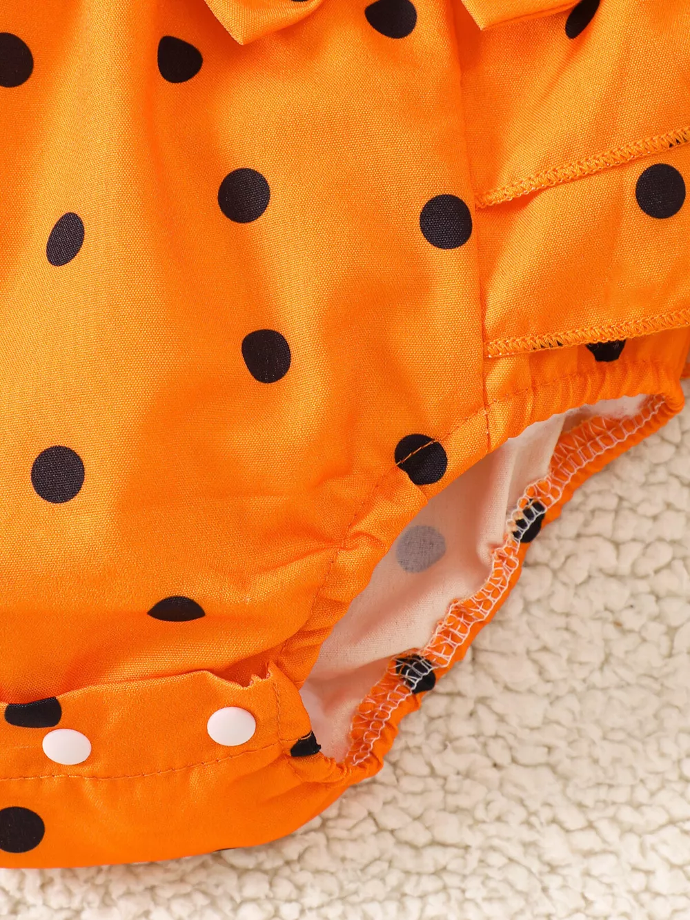Children's Halloween Pumpkin Polka Dot Bodysuit and Headband Set, image 5