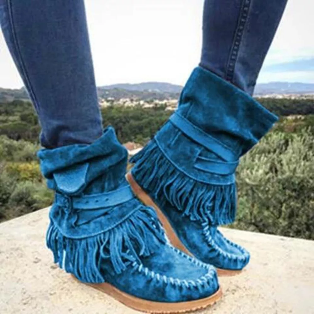 Round Toe Fringe Boots, image 5