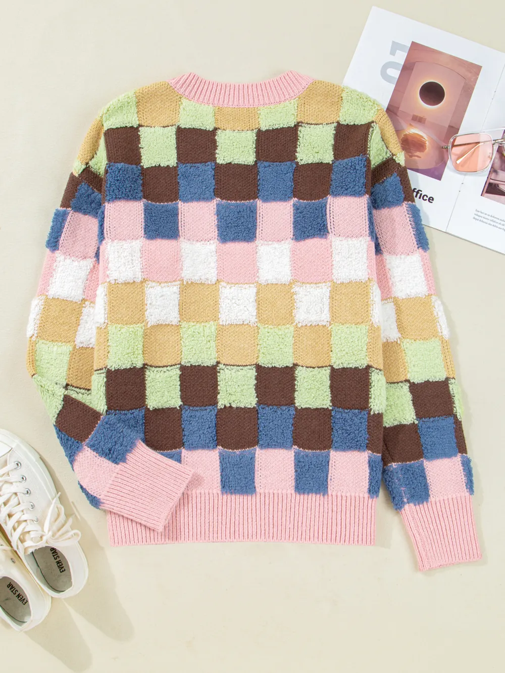 Checkered Pattern Button Front Cardigan, image 7