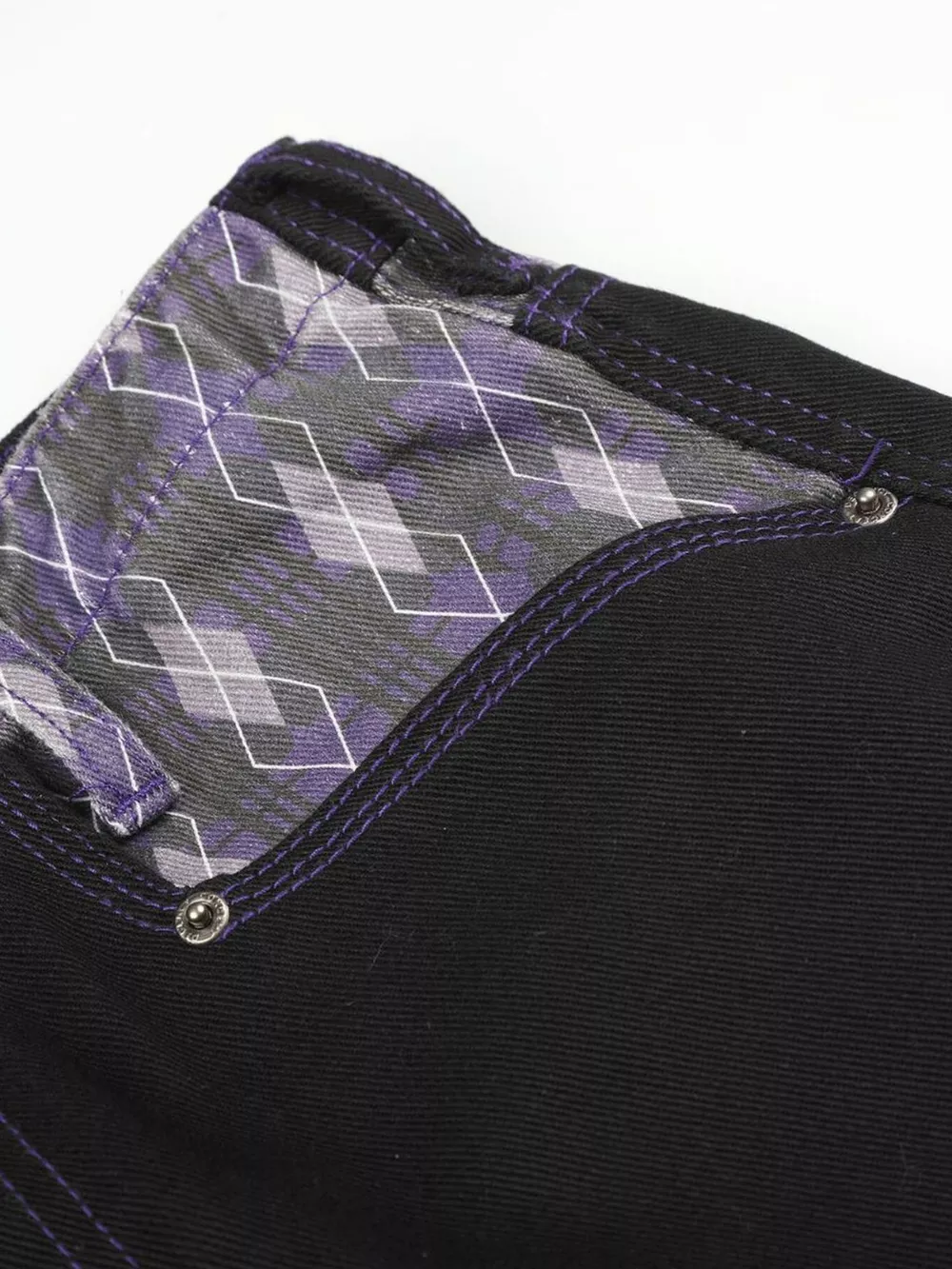 Men's High-Waisted Wide-Leg Jeans with Argyle Pattern Accents, image 10