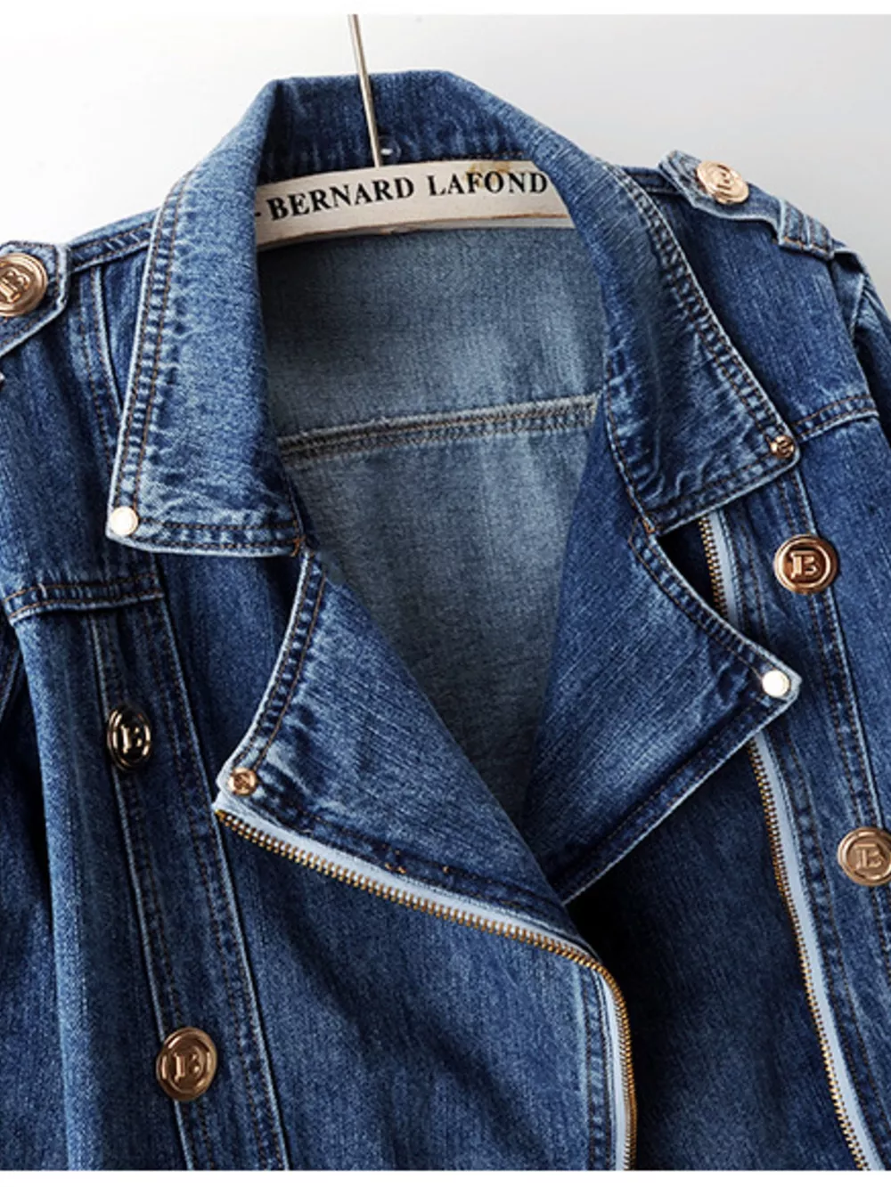 Asymmetrical Zip Denim Jacket, image 2