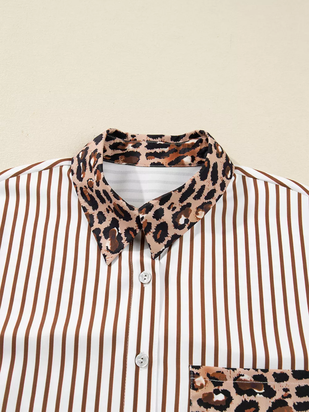 Striped Leopard Print Button Up Shirt Dress, image 6
