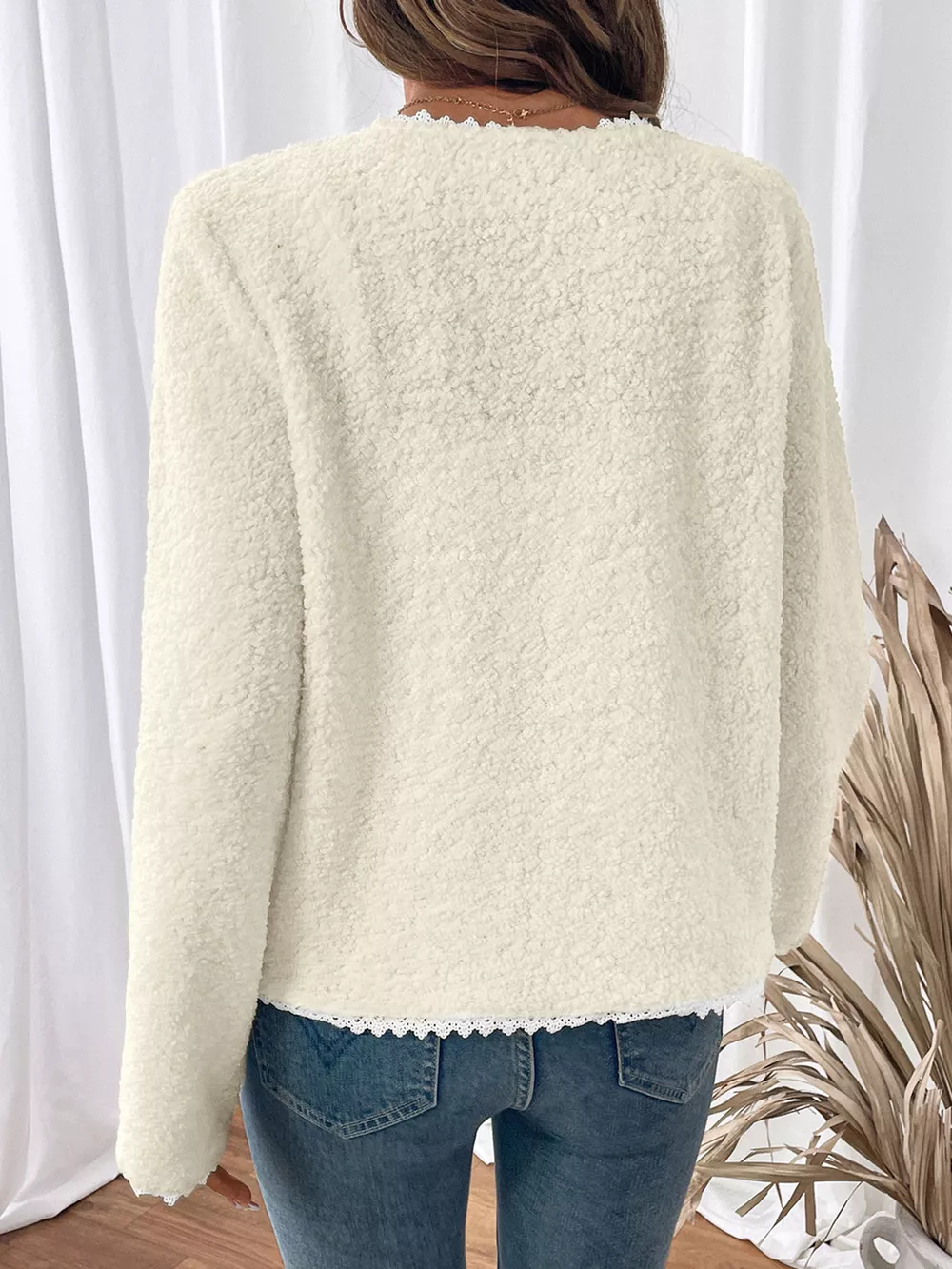 Lace Detail Button Up Long Sleeve Outerwear, image 6