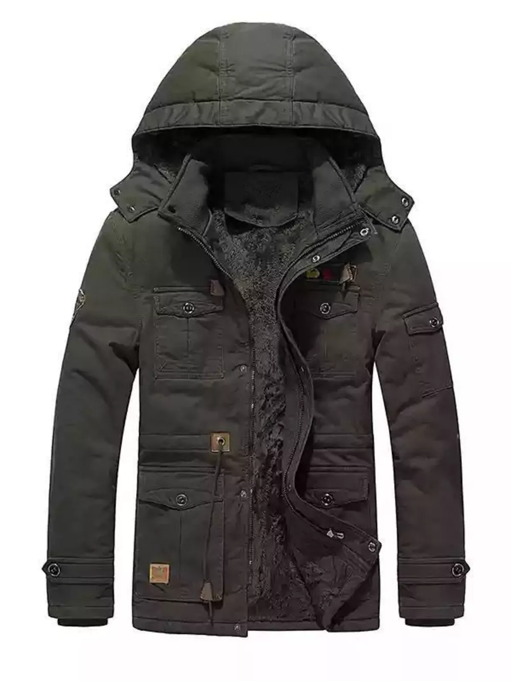 Men's Full Size Warm Hooded Parka Coat Plus Size, image 5