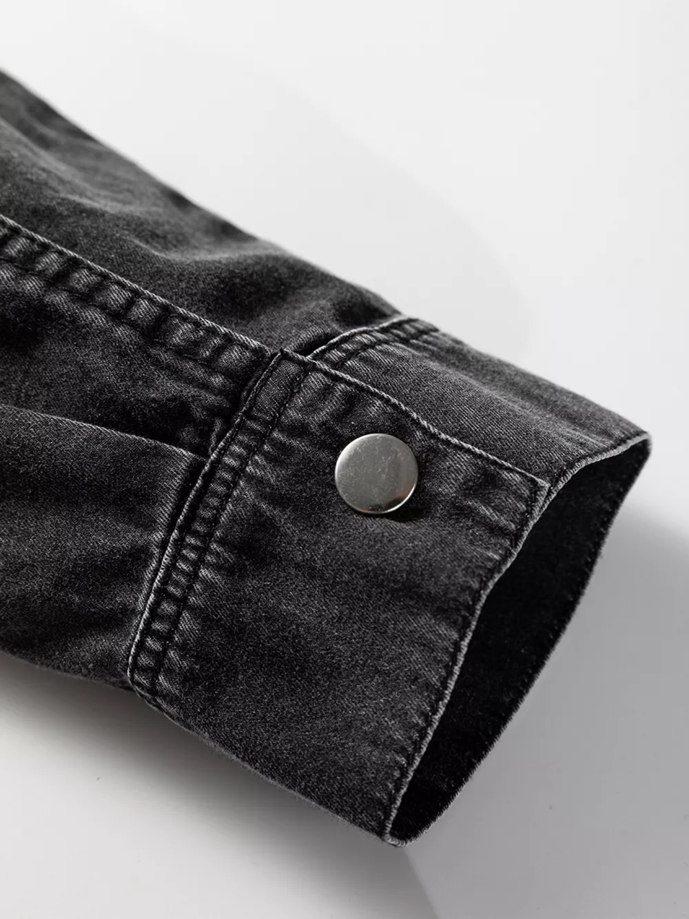Chest Pocket Raw Hem Denim Loose Shirt Dress, image 10