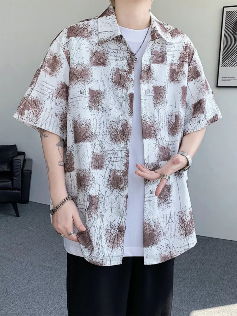 Men's Plus Size Abstract Pattern Short Sleeve Shirt, image 6