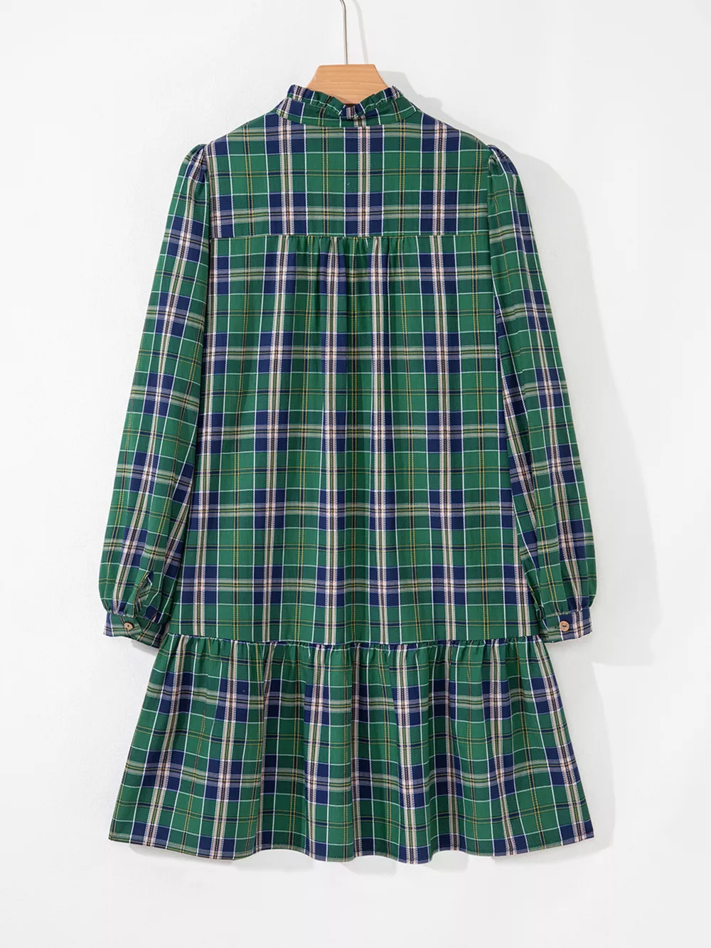 Plaid Frilly Collar Long Sleeve Shift Mini Dress, image 4